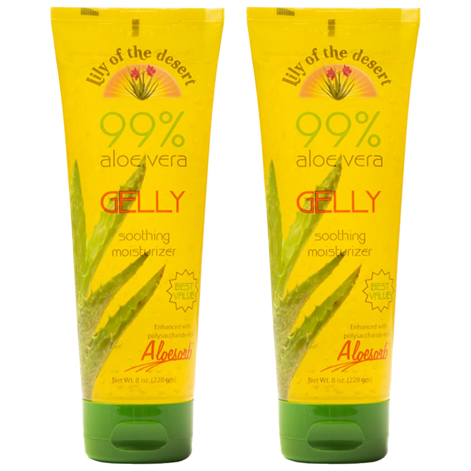 Lily Of The Desert Gelly Moisturizer - 99% Organic Aloe Vera Gel for Skin, After Sun Care with Aloe, Vitamin E Oil, and Vitamin 
