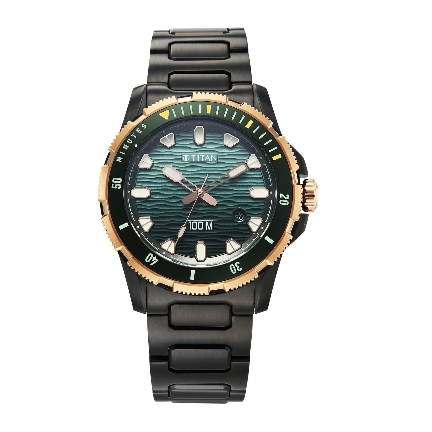 Titan Zero Hour DiverS 100M Analog With Blue Dial Black Stainless Steel Strap Watch For Men  10067Km02