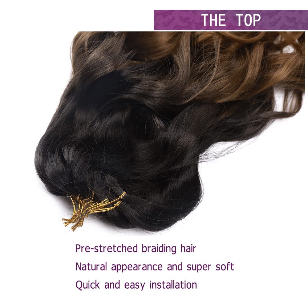 Amir Hair 8 Packs French Curly Braiding Hair 16 Inch Loose Wave Braiding Hair Pre Stretched Synthetic Hair Extensions (B29#)