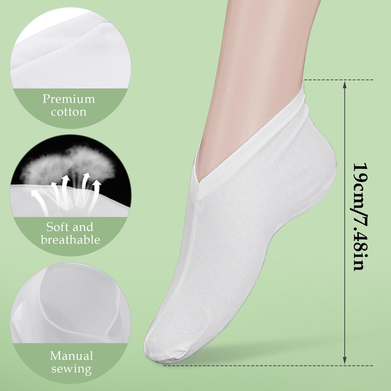 Gjinxi 2 Pairs Moisturizing Socks Overnight, Lotion Socks for Dry Feet, Cotton Moisture Enhancing Socks, Soft Spa Absorbing Sock