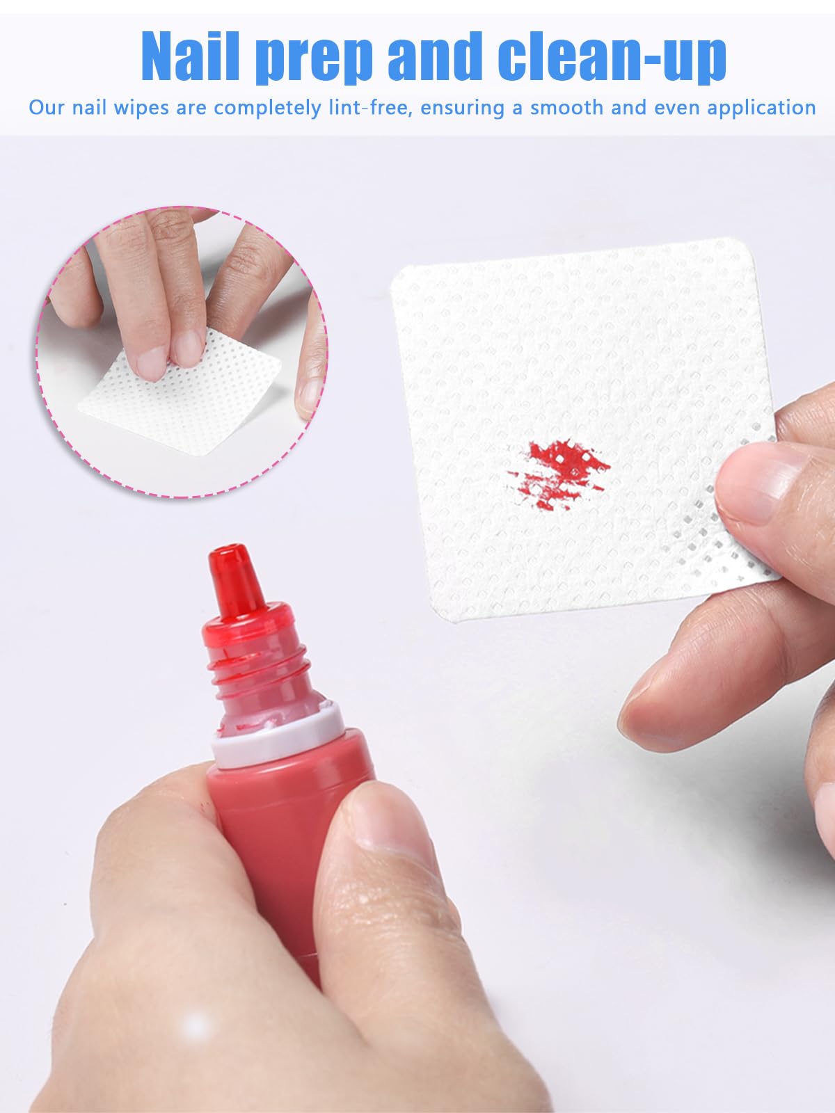 Teoyall Lint Free Nail Wipes, 800 Pcs Non-Woven Fabric Nail Cleaning Pads White Lash Extensions Glue Cleaning Wipes Nail Salon S