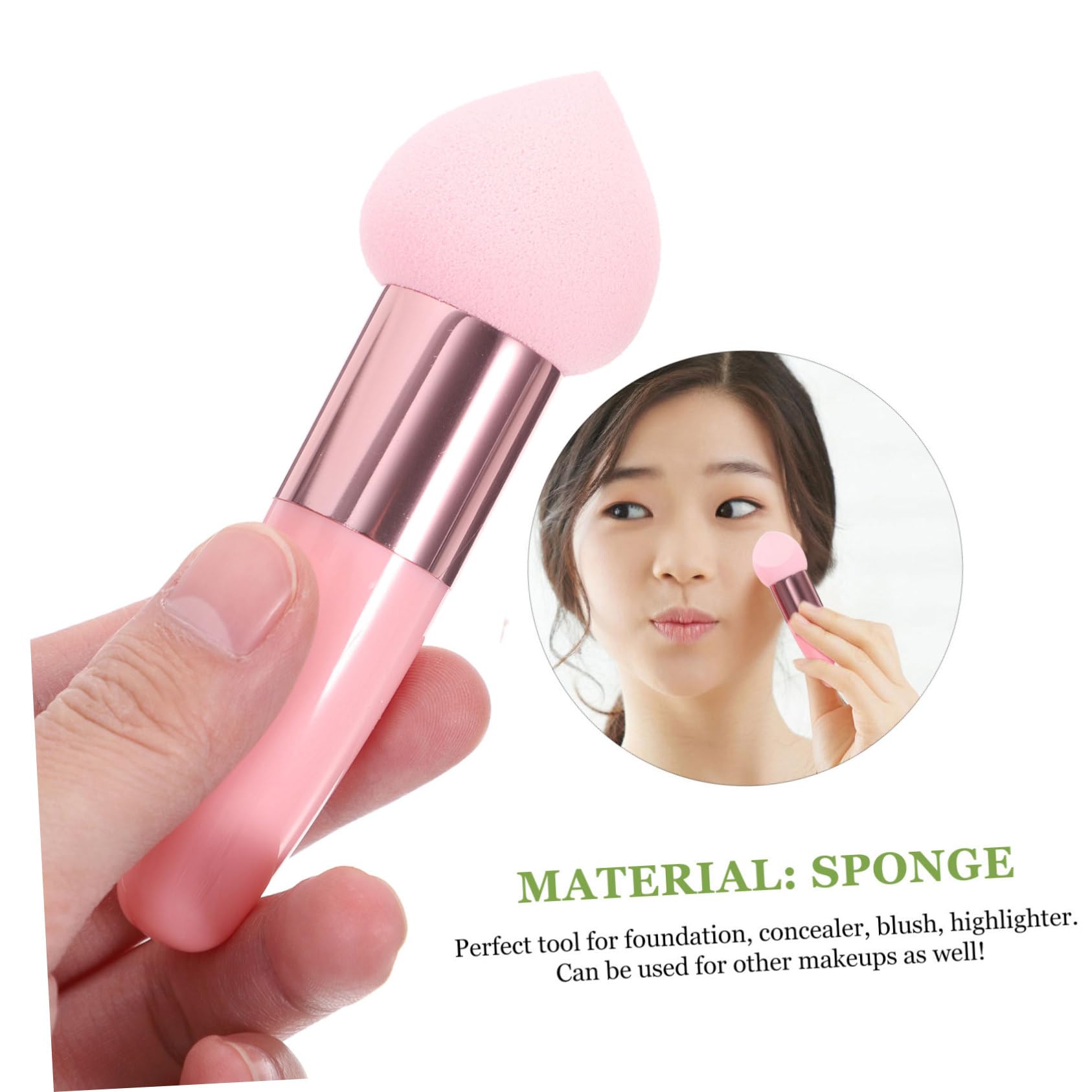SHERCHPRY 3Pcs Makeup Sponge Brush, Makeup Blender Sponges for Foundation, Professional Purple Make Up Sponge with Handle, Cosme