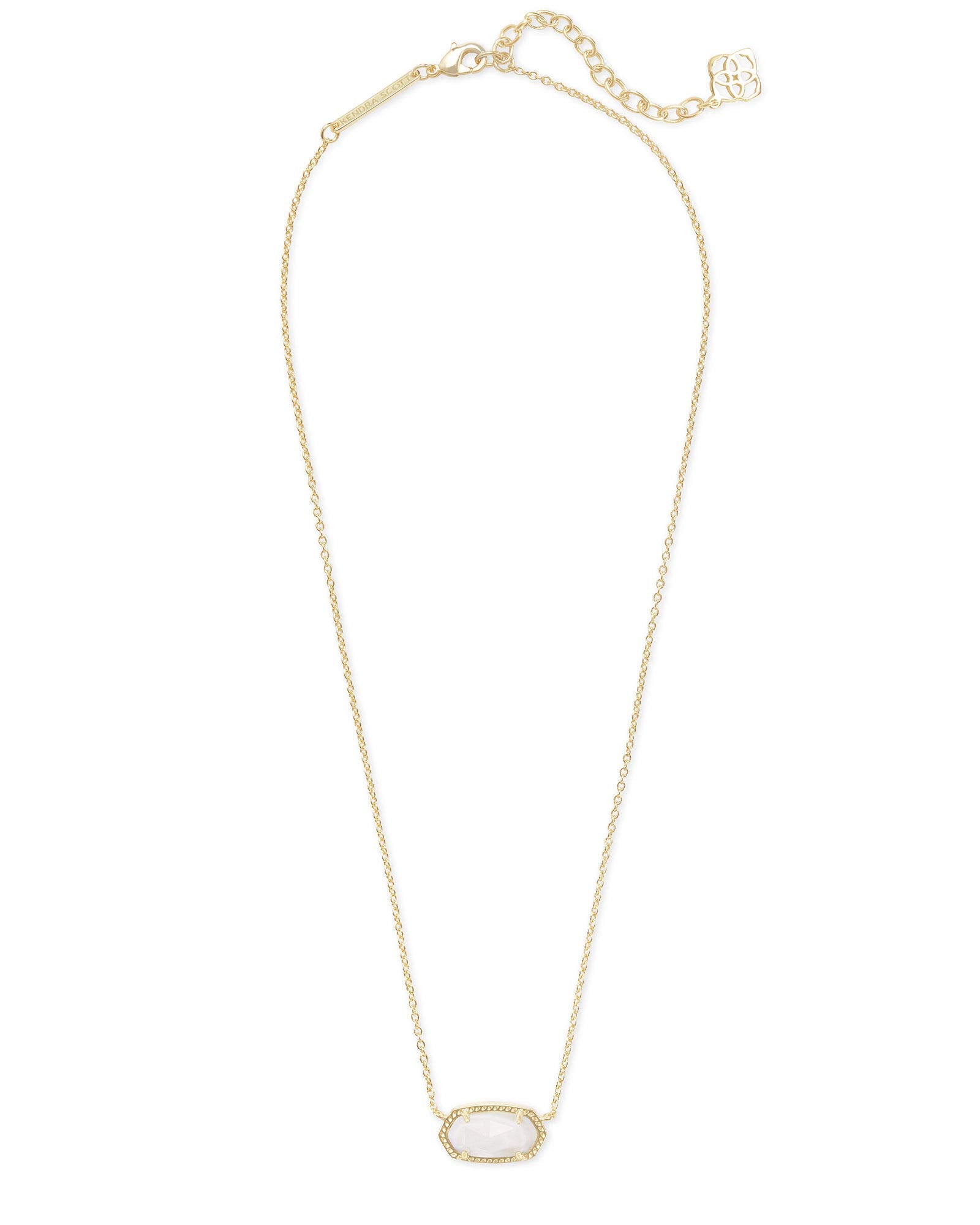 Kendra Scott Elisa Short Pendant Necklace for Women, Dainty Fashion Jewelry, 14k Gold-Plated, White Mother of Pearl
