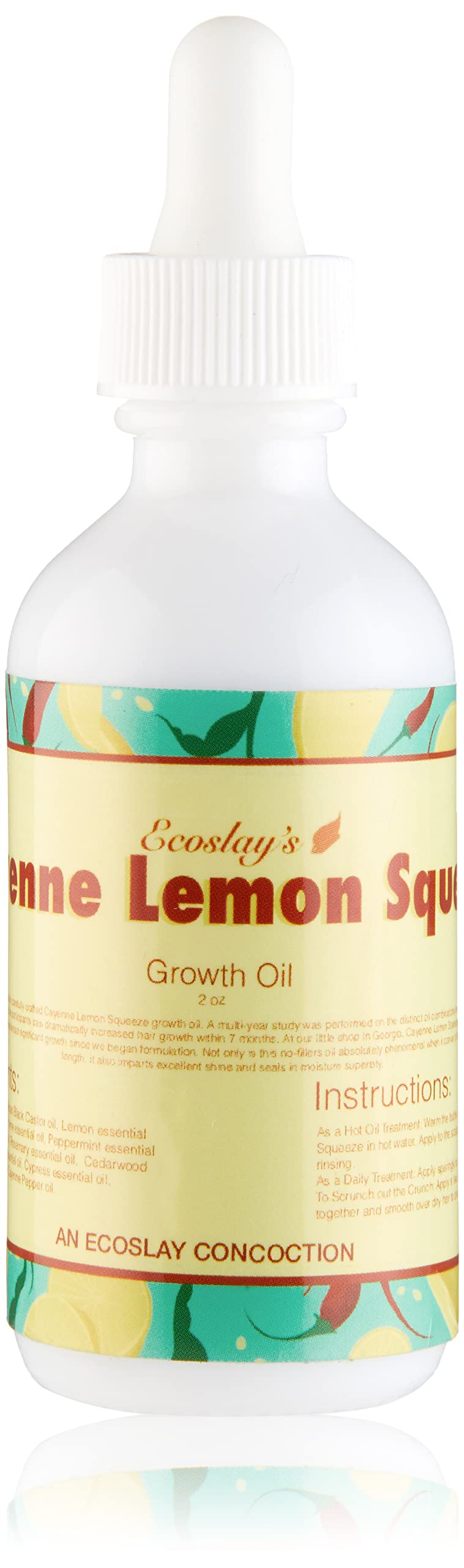 Ecoslay Cayenne Lemon Squeeze Growth Oil with Pumpkin Seed, Jamaican Black Castor, Fenugreek, Peppermint Essential, Rosemary Ess