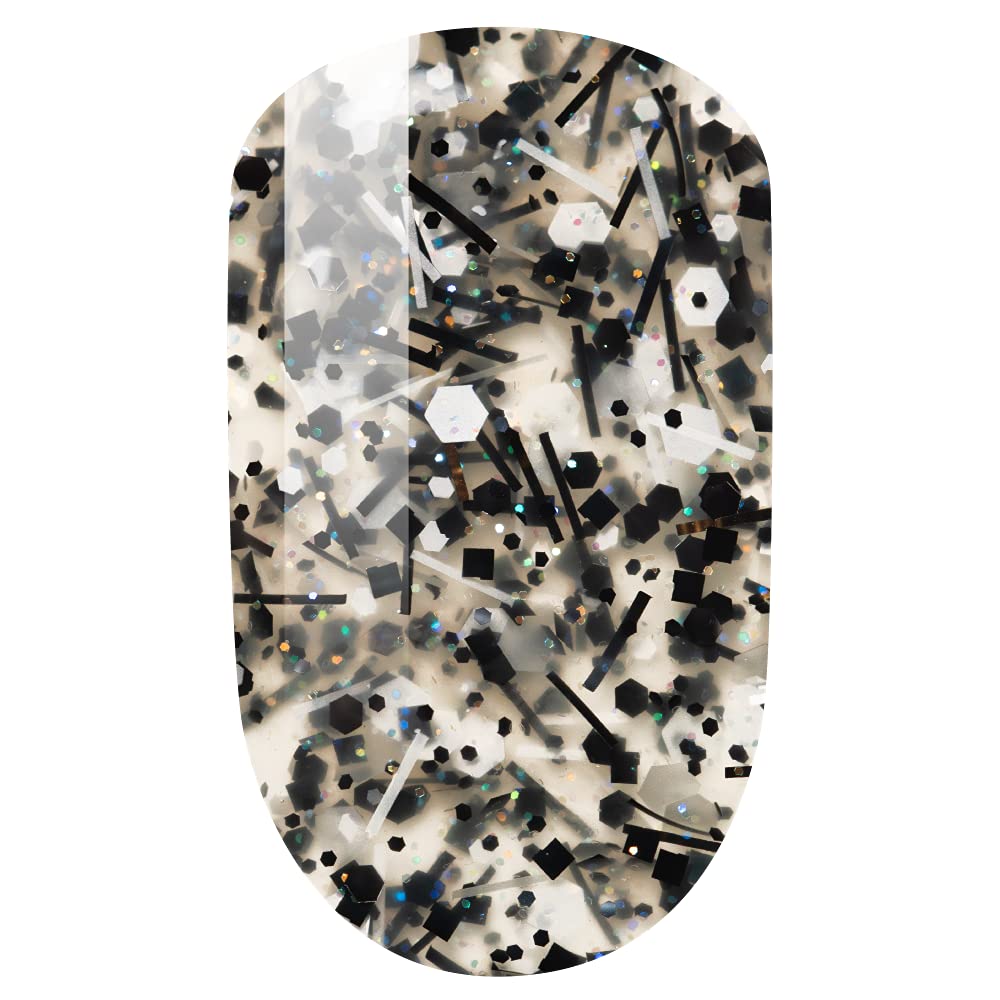 Lechat - Perfect Match Gel Polish - Black Tie Affair - Silver Hexes And Black Glitter On Clear Polish - (0.5 Ounce) - Easy Appli