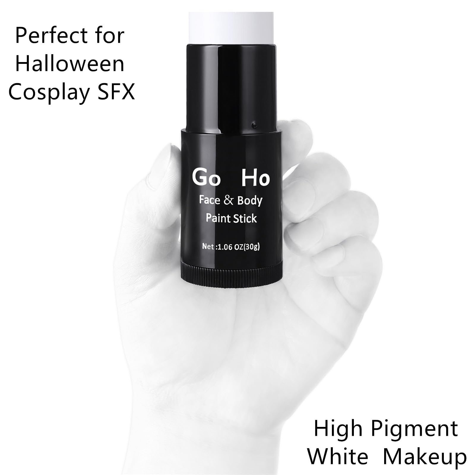 Go Ho Cream-Blendable Clown White Face Paint Stick,Full-Coverage Waterproof White Body Paint For Halloween Cosplay Jokester Zomb