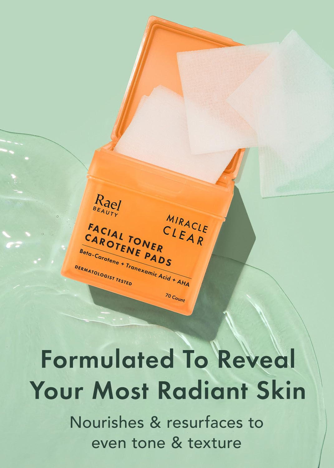 Rael Toner Pads - Cotton Pads For Face, Korean Skin Care, Dual Textured Facial Pad With Carotene, Niacinamide, Hyaluronic Acid,