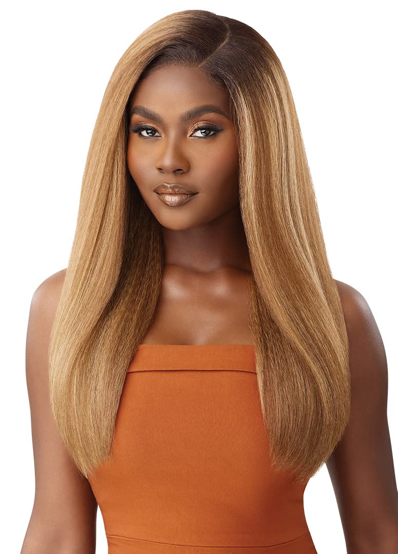 Outre - 5X5 Lace Closure Wig - Human Hair Blend - Kinky Straight 24'' (Platinum Blonde 613)