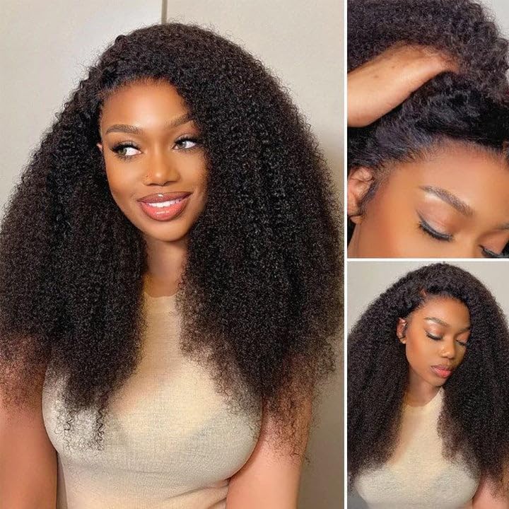 Beauhair 4C Edges 24 Inch Kinkycurly Wig Human Hair Lace Wigs Glueless Wigs Human Hair Pre Plucked Brazilian Afro Culry Wig Lace