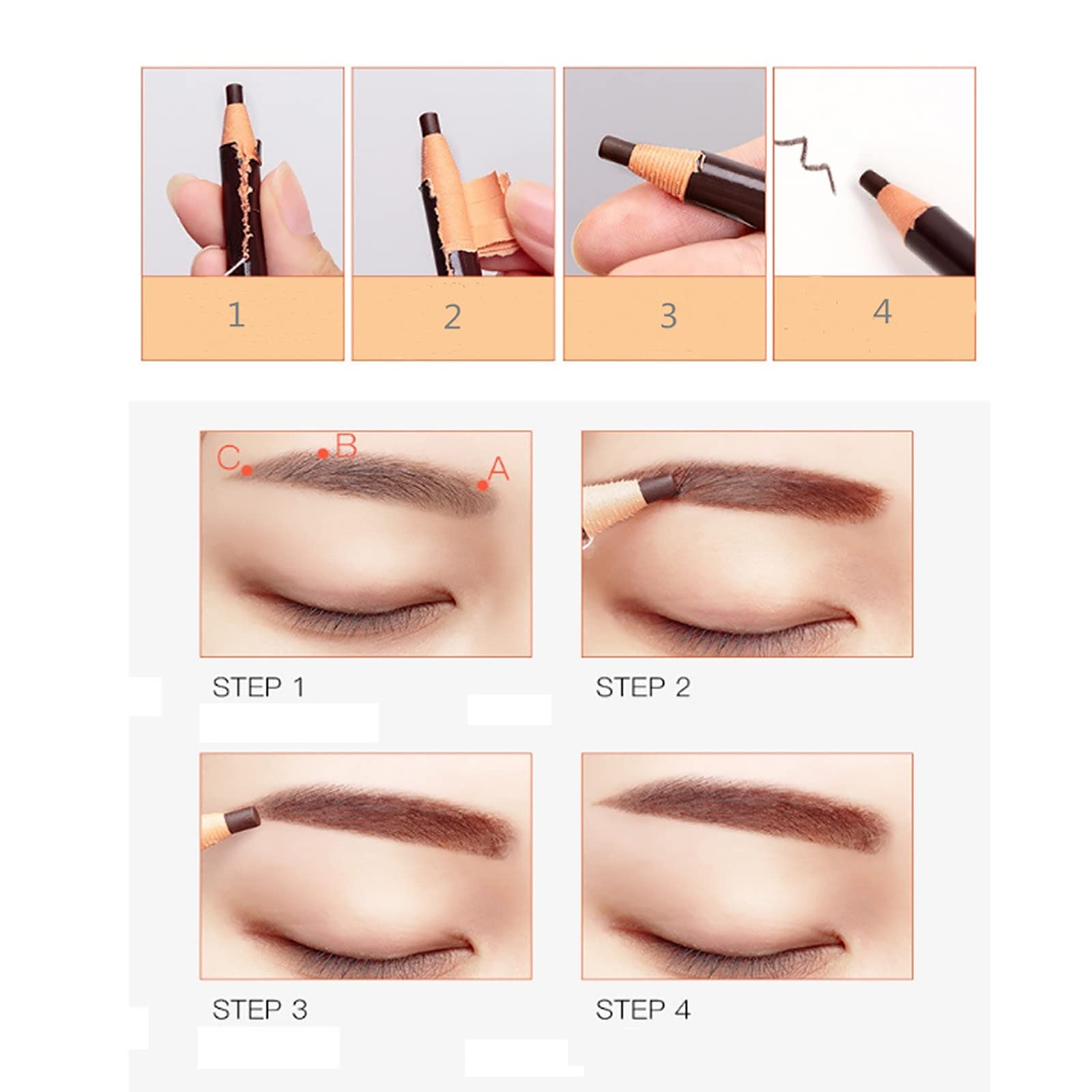 5Pcs Microblading Pencil Waterproof Eyebrow Peel-Off Pencil Pull Cord Microblading Supplies Brow Lamination Pencil Set For Marki