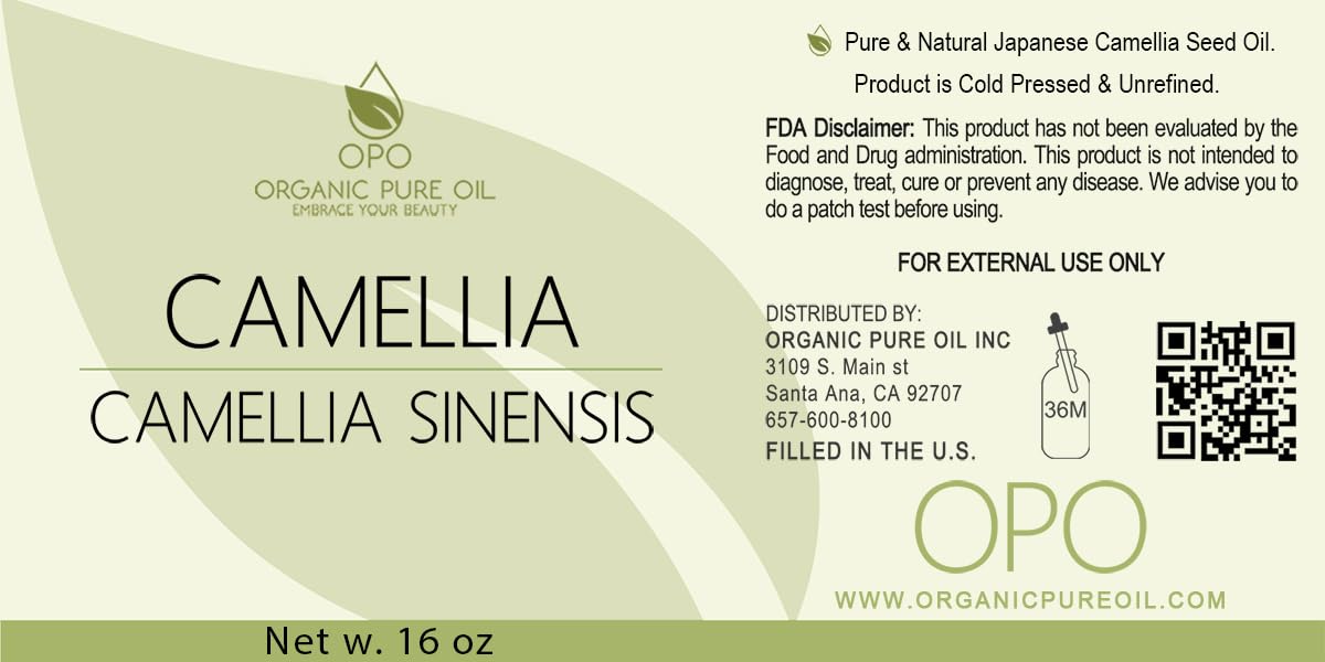 Japanese Camellia Seed Oil - Pure, Organic, Cold Pressed, Unrefined, Extra Virgin, 16 Oz Skin, Body, Hair Care Perfect For Face,