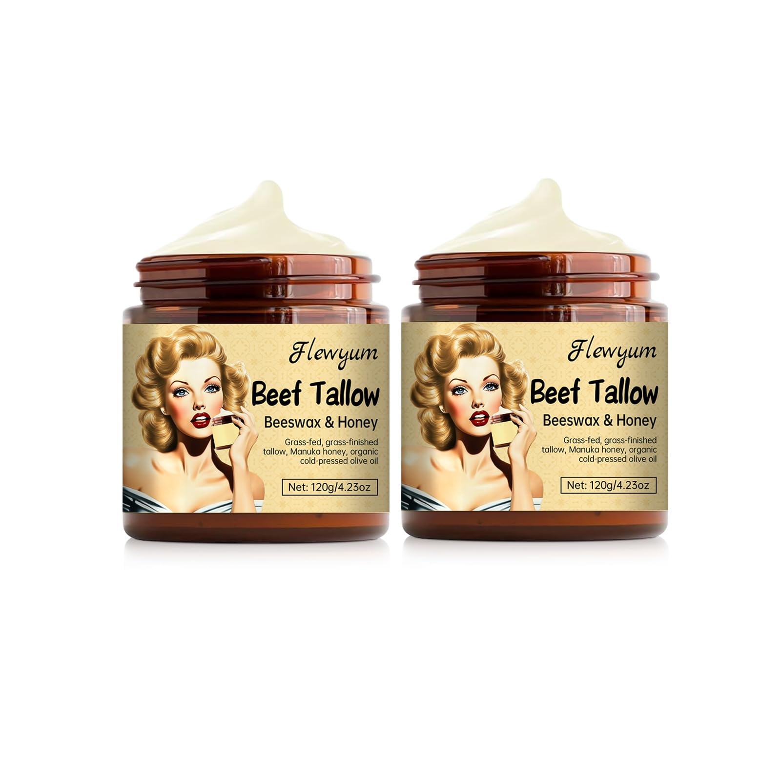 Whipped Beef Tallow and Manuka Honey Balm for Skin Unscented Grass Fed Grass Finished Organic Face Cream Moisturizer Body Lotion
