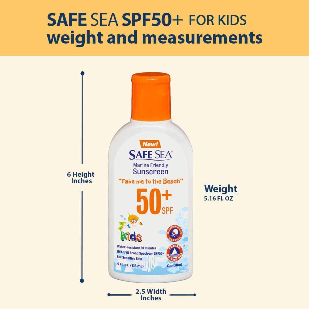 Safe Sea SPF50+ Kids sunscreen - Jellyfish and Sea lice protective lotion. Very Water Resistant, Sensitive skin Reef-Safe Sunscr