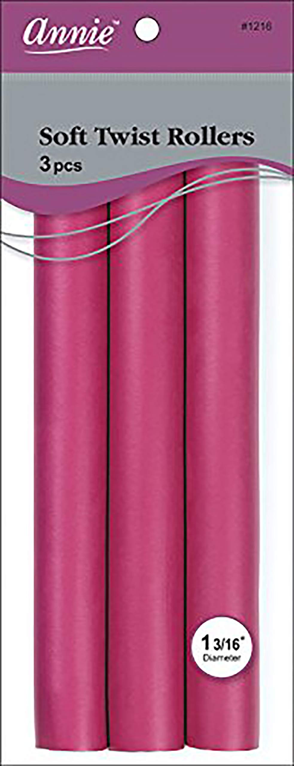 Annie Salon Style Soft Flexible Twist Hair Rollers Pack of 3 - 10'' Long and 1 3/16'' in Diameter Plum - Hair Curling and Stylin