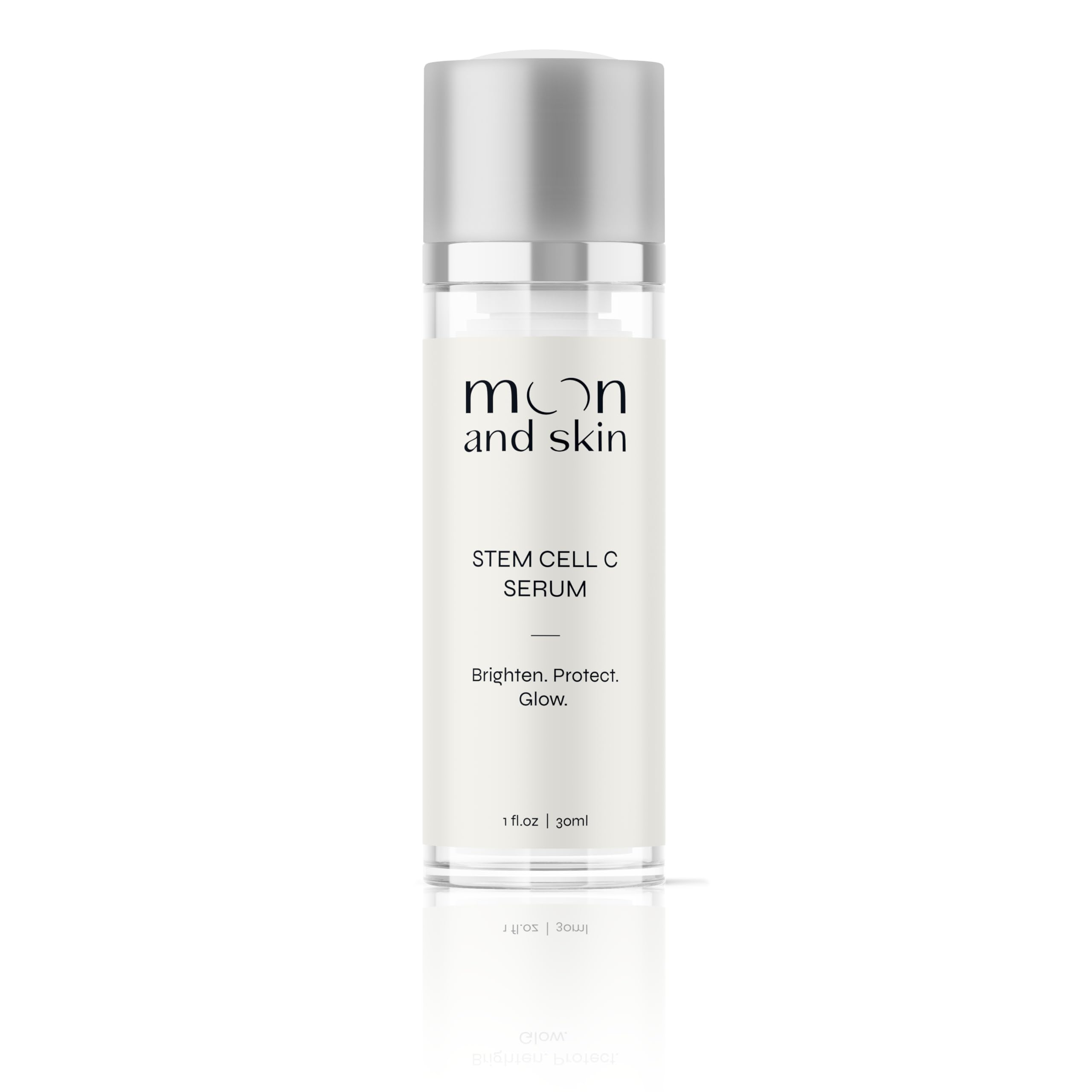 Moon and Skin Vitamin C Stem Cell Serum, with Hyaluronic Acid, Ferulic Acid, Brightening & Hydrating, for Sensitive & AcneProne