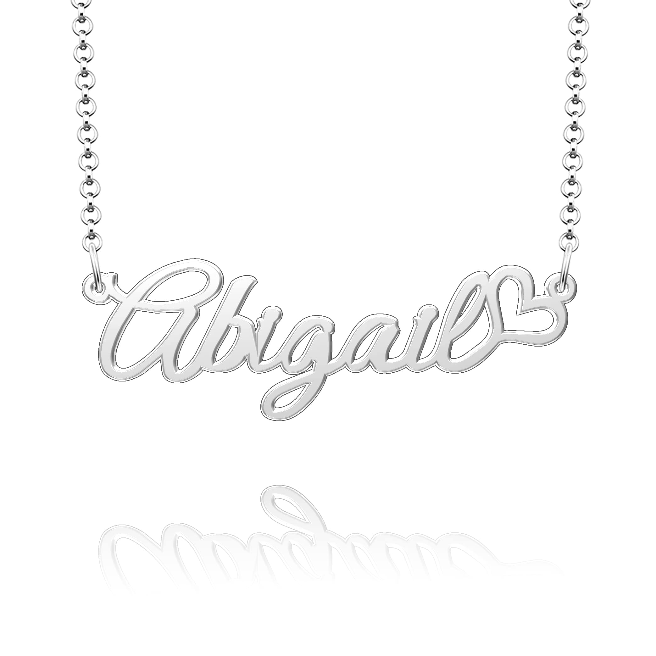 CoolJewelry Personalized Name Necklace Heart Symbol 316 Stainless Steel Jewelry for Girls Name Necklace for Abigail (COA_PD_B_Ab