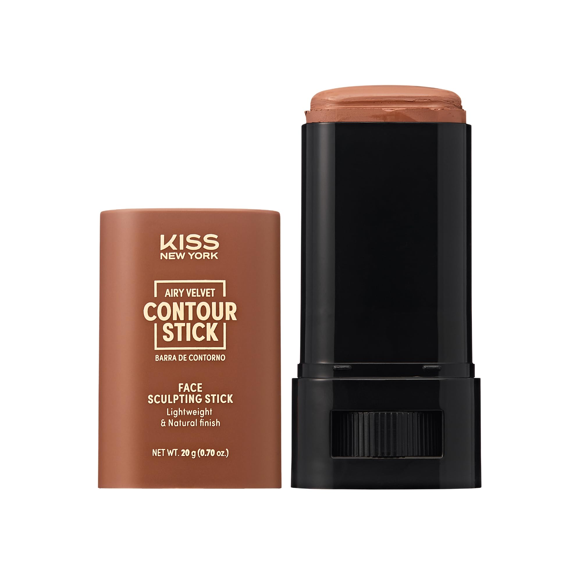 Kiss New York Airy Velvet Contour Stick, Cool Toned Face Sculpting Cream Makeup, Buildable with Lightweight Natural Finish, Hyal