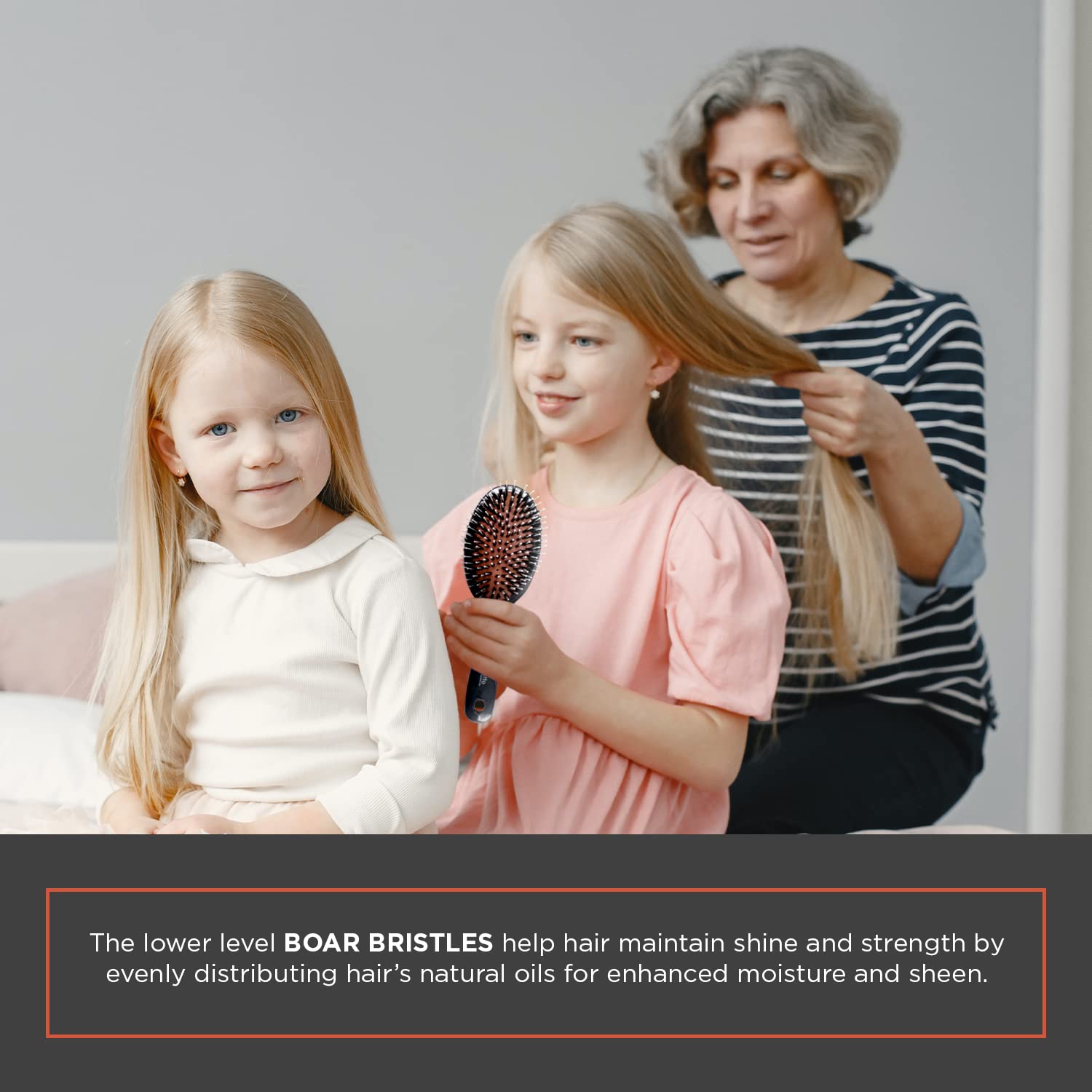 Spornette Classic Cushion Hair Brush, Boar & Ball-Tipped Nylon Bristles - Lightweight Oval Handle Brush for Straightening, Styli