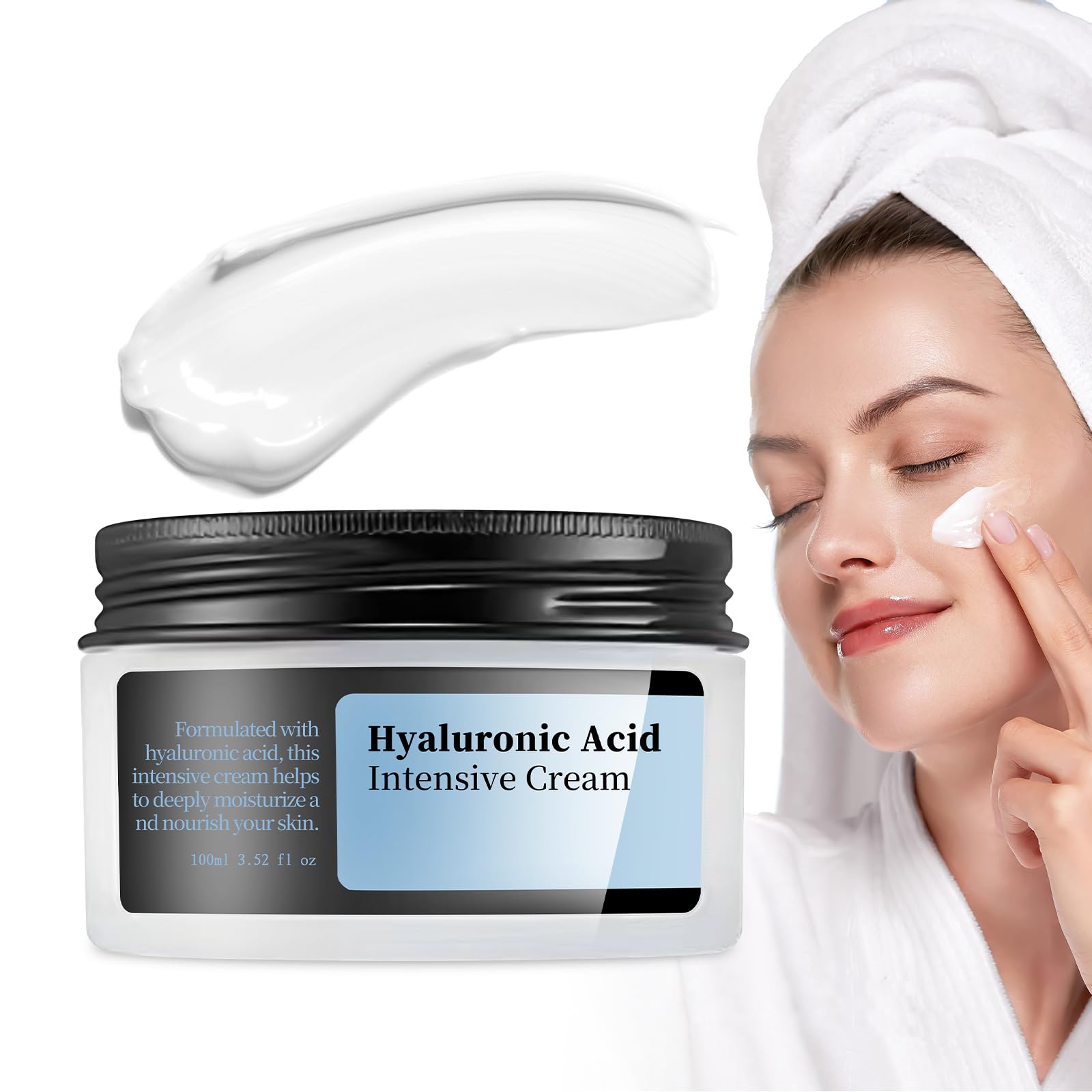 MIZEEYE Hyaluronic Acid Moisturizer For Face, 3.52 oz / 100ML Hyaluronic Acid Cream For Dry & Sensitive Skin, Moisturizing Face 