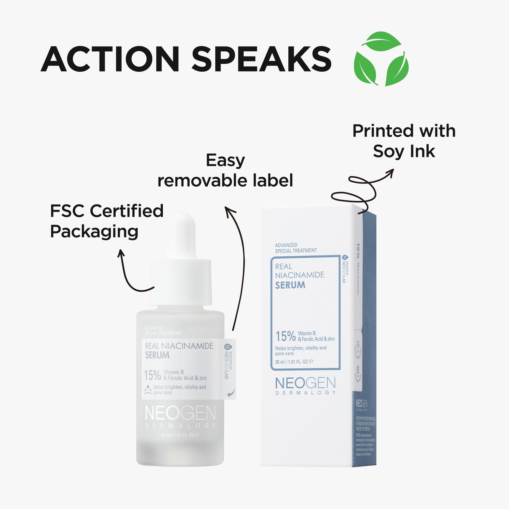 Dermalogy By Neogen Real Niacinamide 15% Serum (30 Ml / 1.01 Fl Oz) - Brightening, Dark Spots & Pore Care, Vegan Serum With Niac