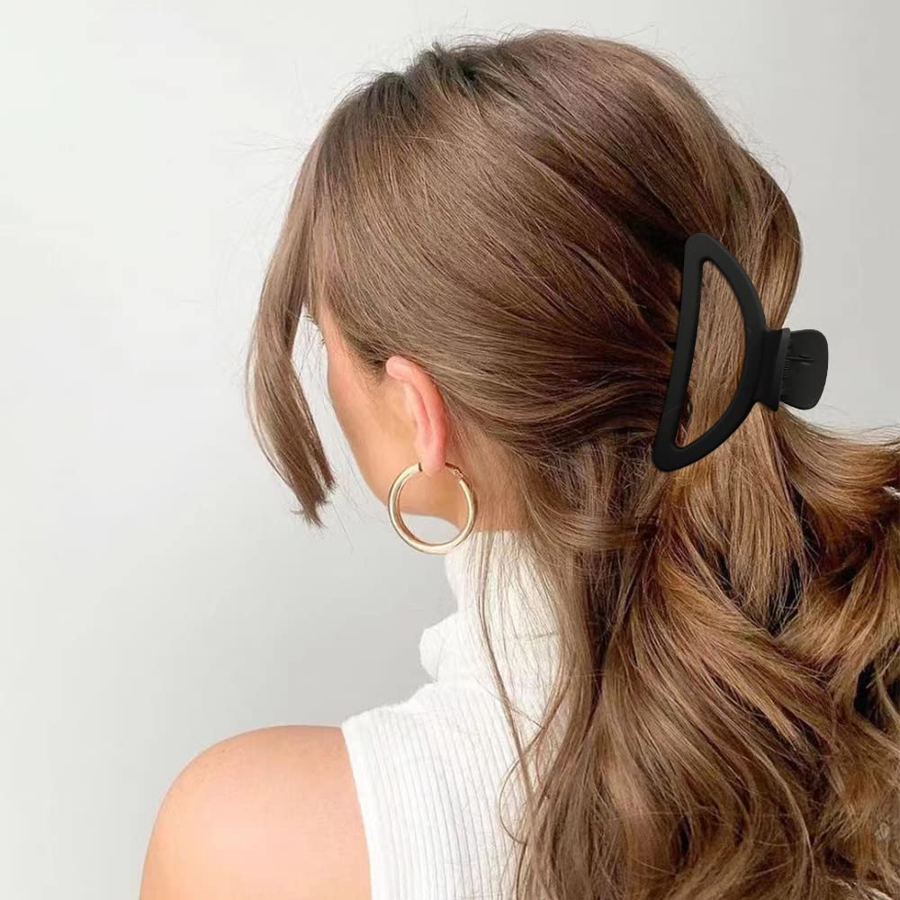 Canitor Hair Clips Set - 4Pcs Black Acrylic Semicircle Claw Clips for Thick & Thin Hair, Women 's Hair Accessories