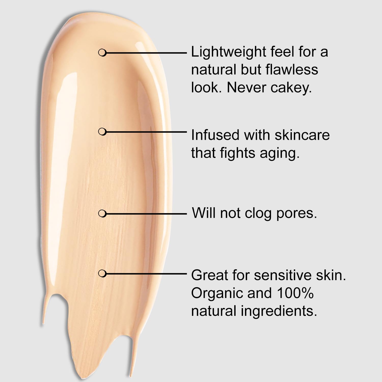 Baeblu Organic Aloe-Based Lux Liquid Foundation, Natural Vegan Gluten-Free Made In Usa, Sugar