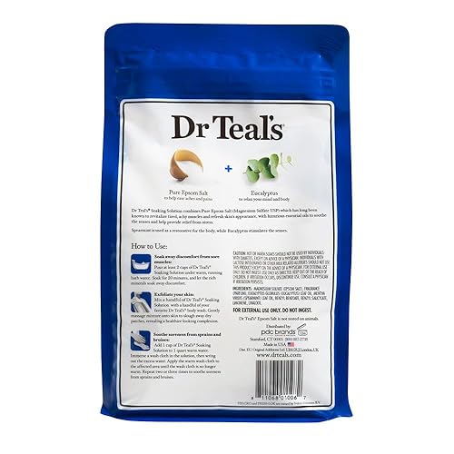 Dr Teal's Epsom Salt Soaking Solution with Eucalyptus Spearmint, 48 Oz