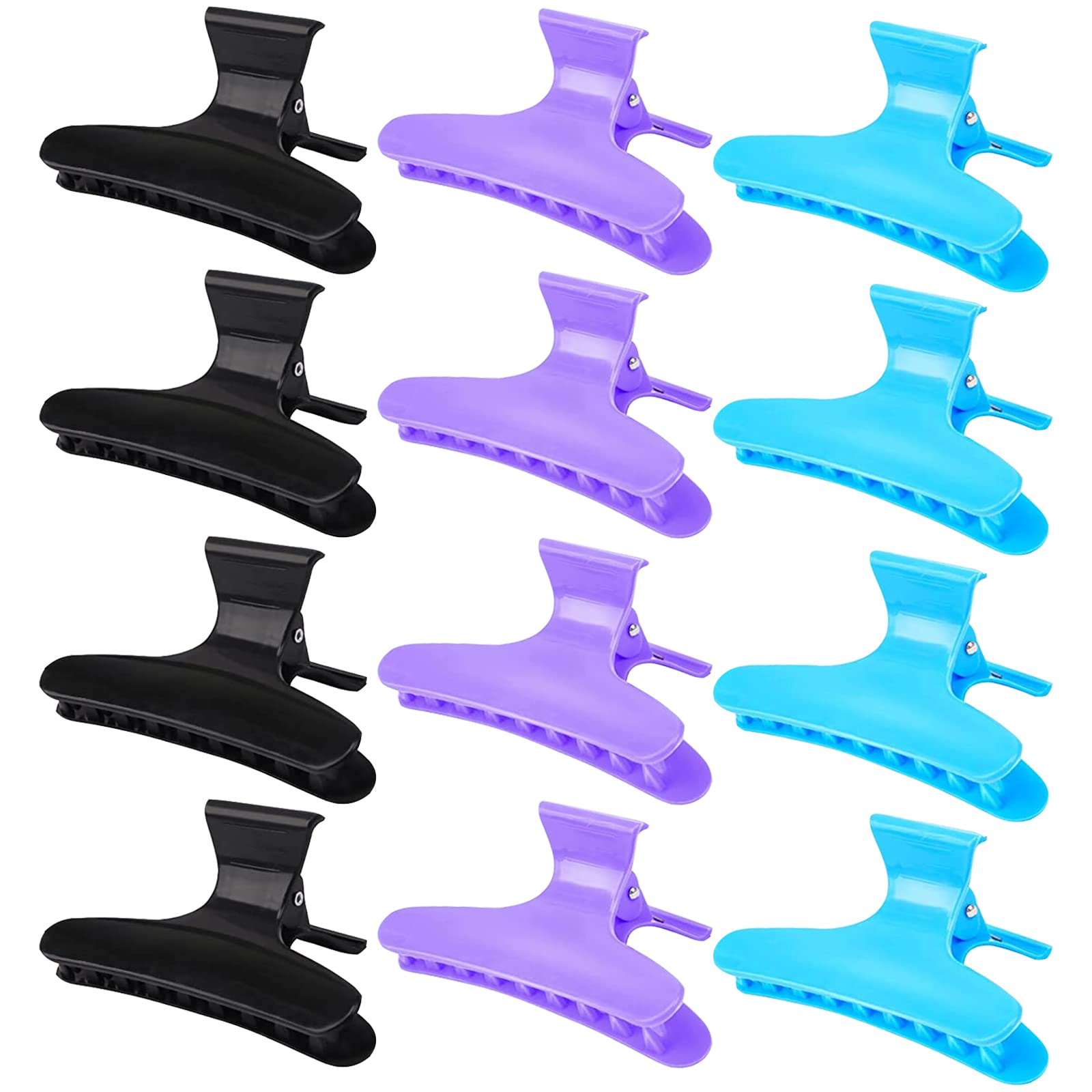 Ondder Hair Clips, 12 Pack - Butterfly Hair Clips Clamps Claws Pro Salon Hair Clips for Cutting, Styling, Sectioning, Coloring H
