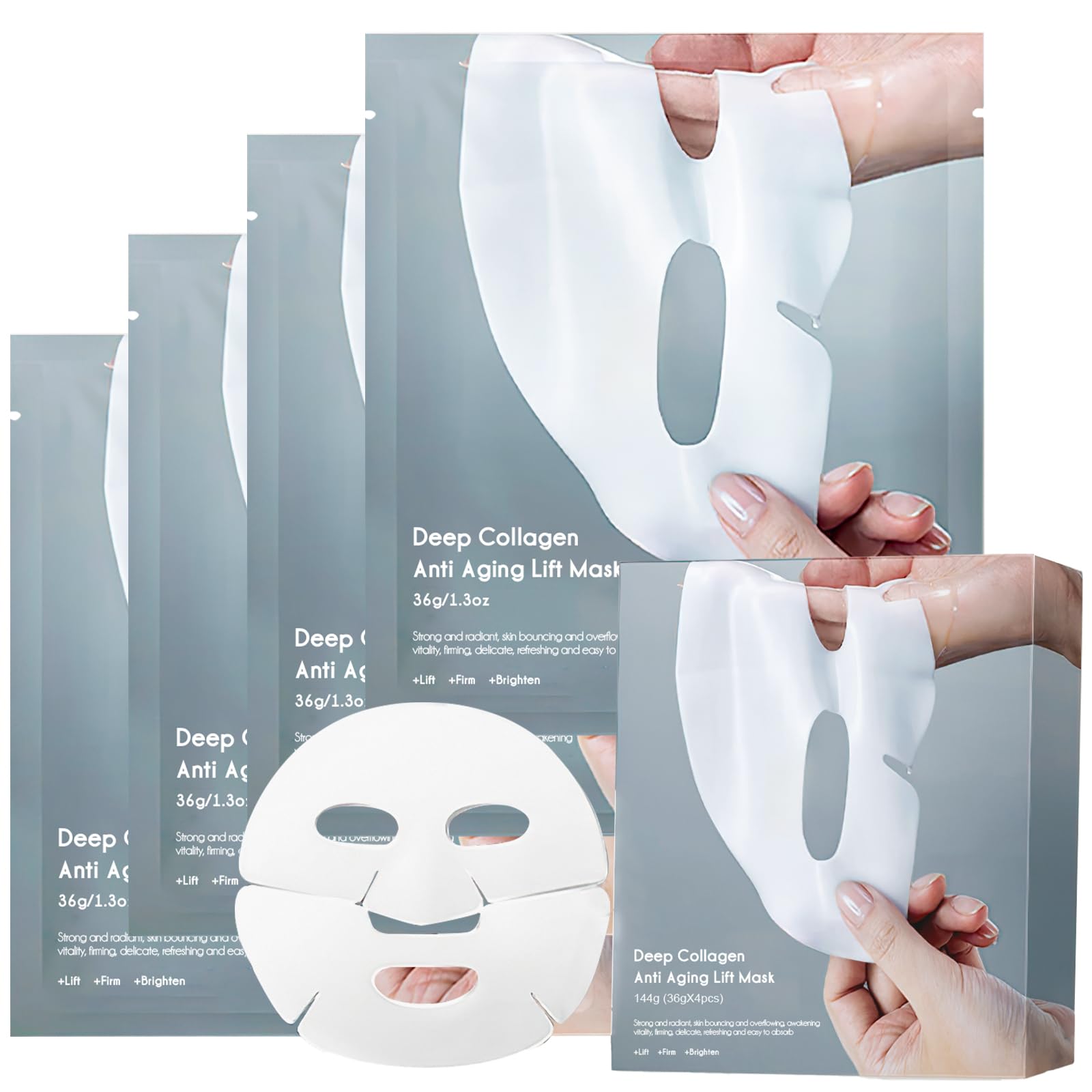 Deep Collagen Lifting Mask, Anti Wrinkle Moisturizing Face Mask, Smooth & Tight Skin, Overnight Hydrogel Mask, Helps Reduce Fine