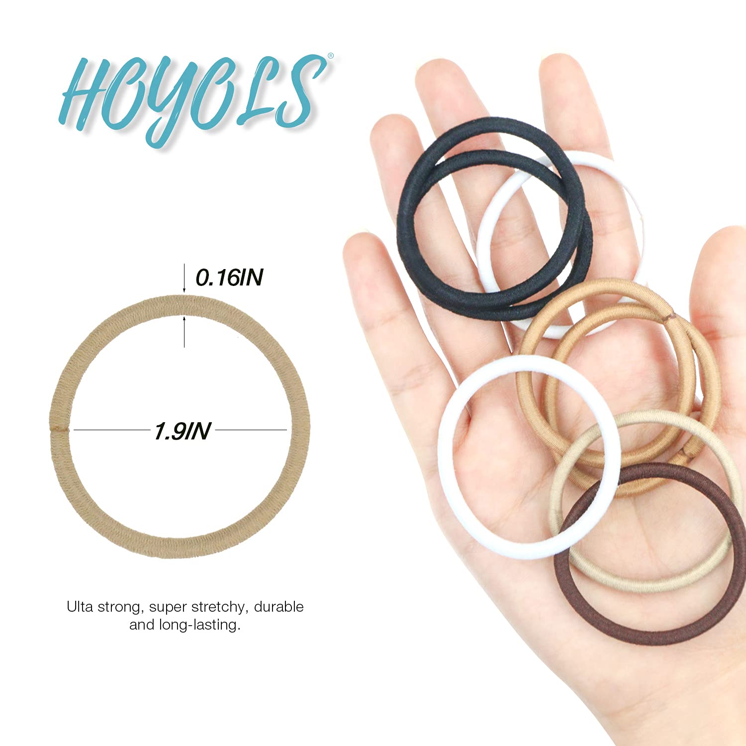 HOYOLS Blonde Ponytail Holders, No Metal Elastic Hair Ties, Braided Hair Bands Scrunchies for Girl Women Medium Hair 50 Count 4m