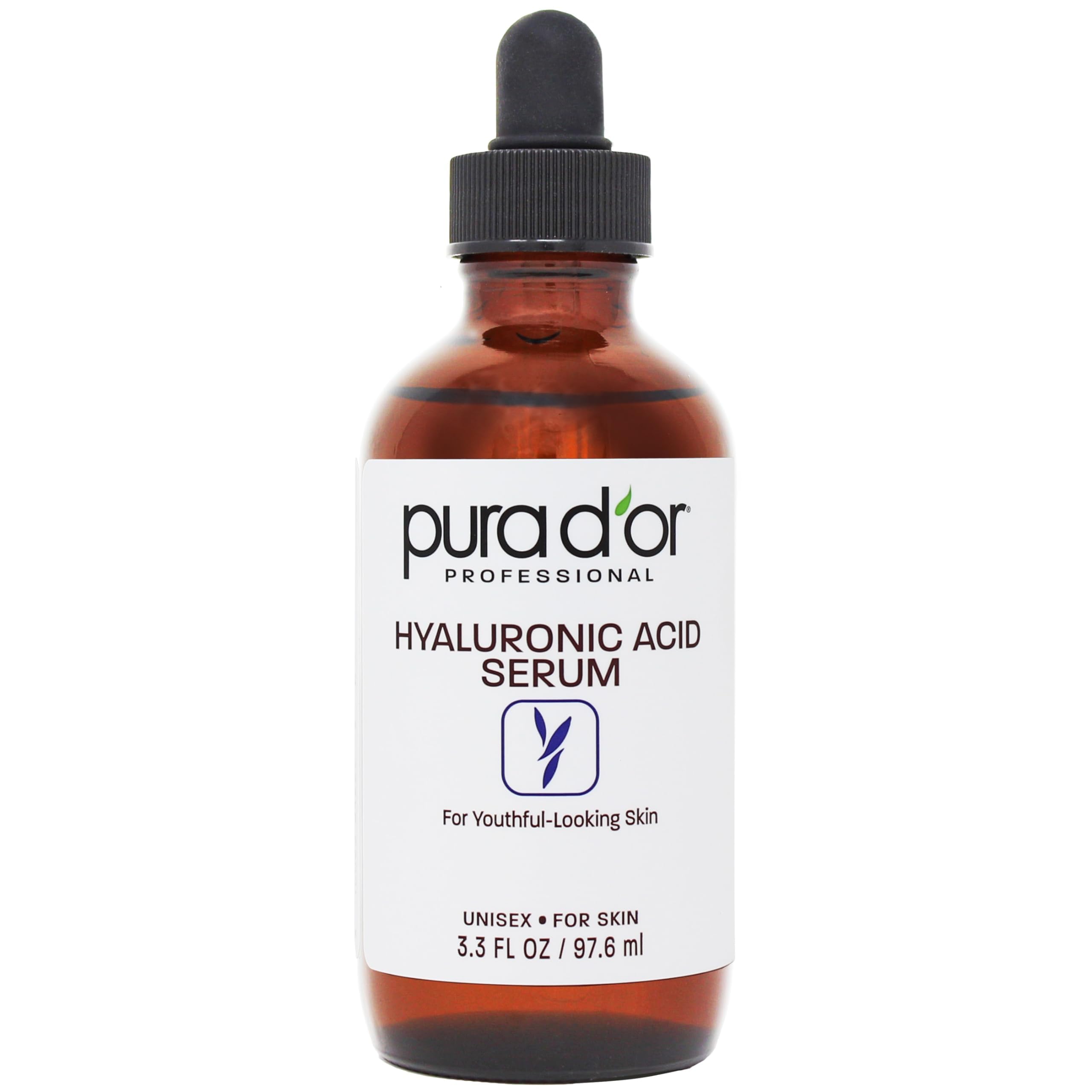 PURA D'OR 3.3 Oz Hyaluronic Acid Serum For Deep Hydration - Anti-Aging, Plumping & Moisturizing Formula For Smooth, Supple Skin 