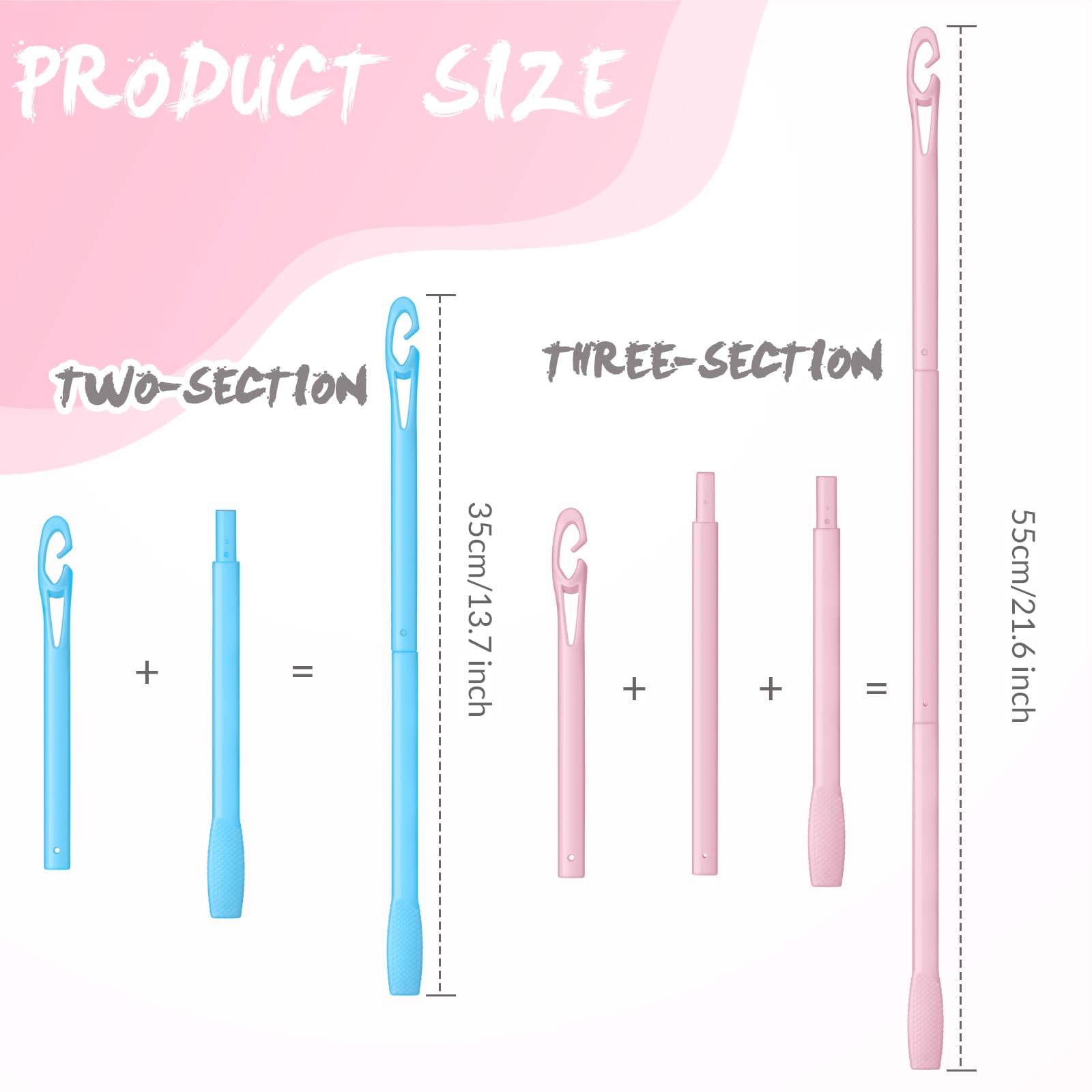 Yilloog 4 Pcs Spiral Hair Curlers For Long Wave Styling - Heatless Hook Curls In 13.8 And 22 Inch Lengths (Light Blue, Pink)