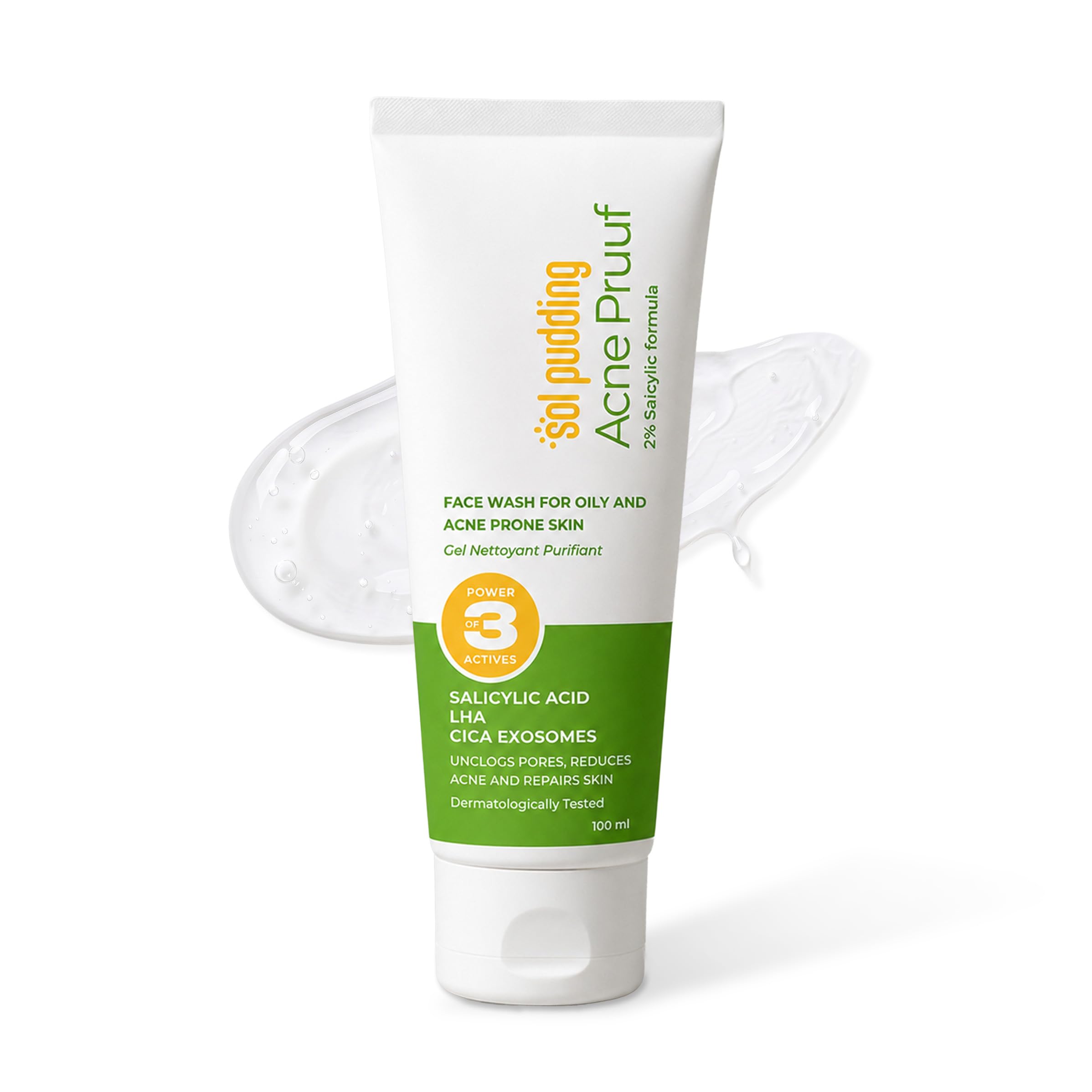 Acne Pruuf Face Wash | Salicylic Acid 2% + Cica + Lha For Pore Cleansing, Oil Control & Sebum Regulation | Controls Acne And Bre