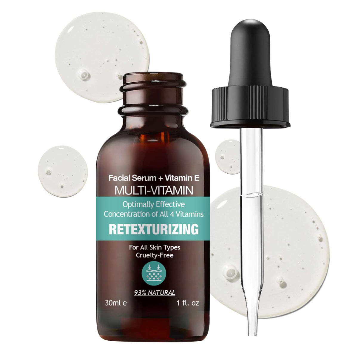 MADE IN USA NATURAL MULTI VITAMIN Facial Serum for Retexturizing Glowing Healthy Face Skin Antioxidants with Vitamin B C E K Con