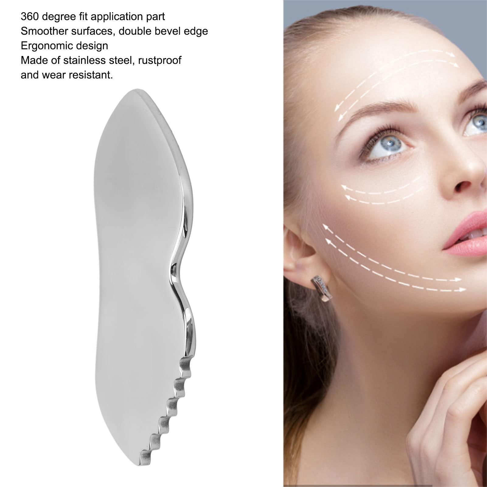 Stainless Steel Gua Sha For Facial Skin Care Scraping Massage Tool With Comb Teeth | Facial Massage, Used For Face, Neck, And Ar