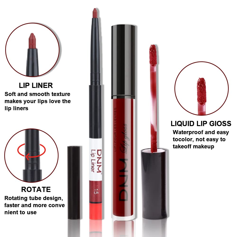 Evpct 2Pcs Dark Red Maroon Matte Lipstick And Lip Liner Makeup Set For Women Dnm Dark Blood Red Liquid Matte Brown Lipstick Lip