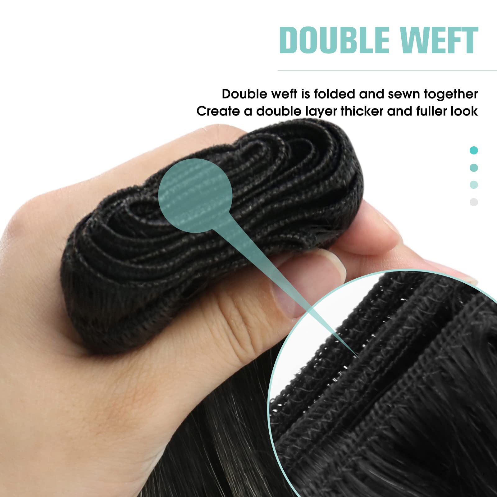 Youngsee 125G Weft Hair Extensions Human Hair Ombre Black Sew In Extensions Human Hair Blend Of Black And Silver With Black Root