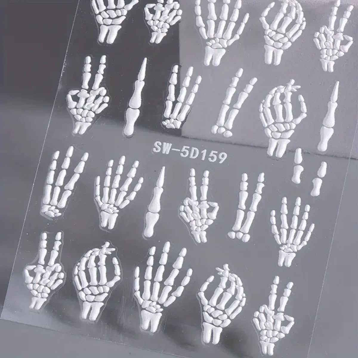 Halloween Nail Art Stickers Decals 5D Embossed Skeleton Nail Decals 2Pcs Fantasy Bone Skeleton Design Halloween Nail Stickers Na