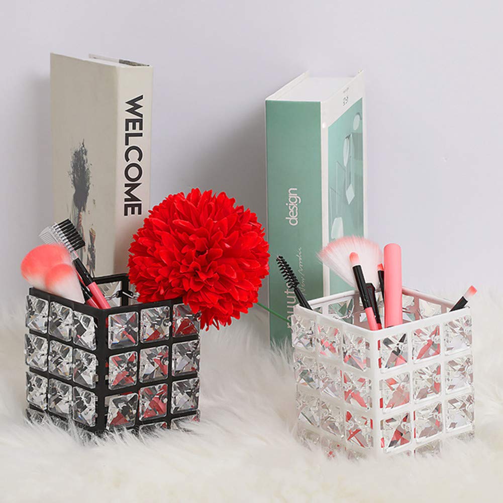 Miaowater Makeup Brush Holder Organizer Cosmetic Brushes Storage Eyeliners Eyebrow Pencil Container Cup (Square, White)