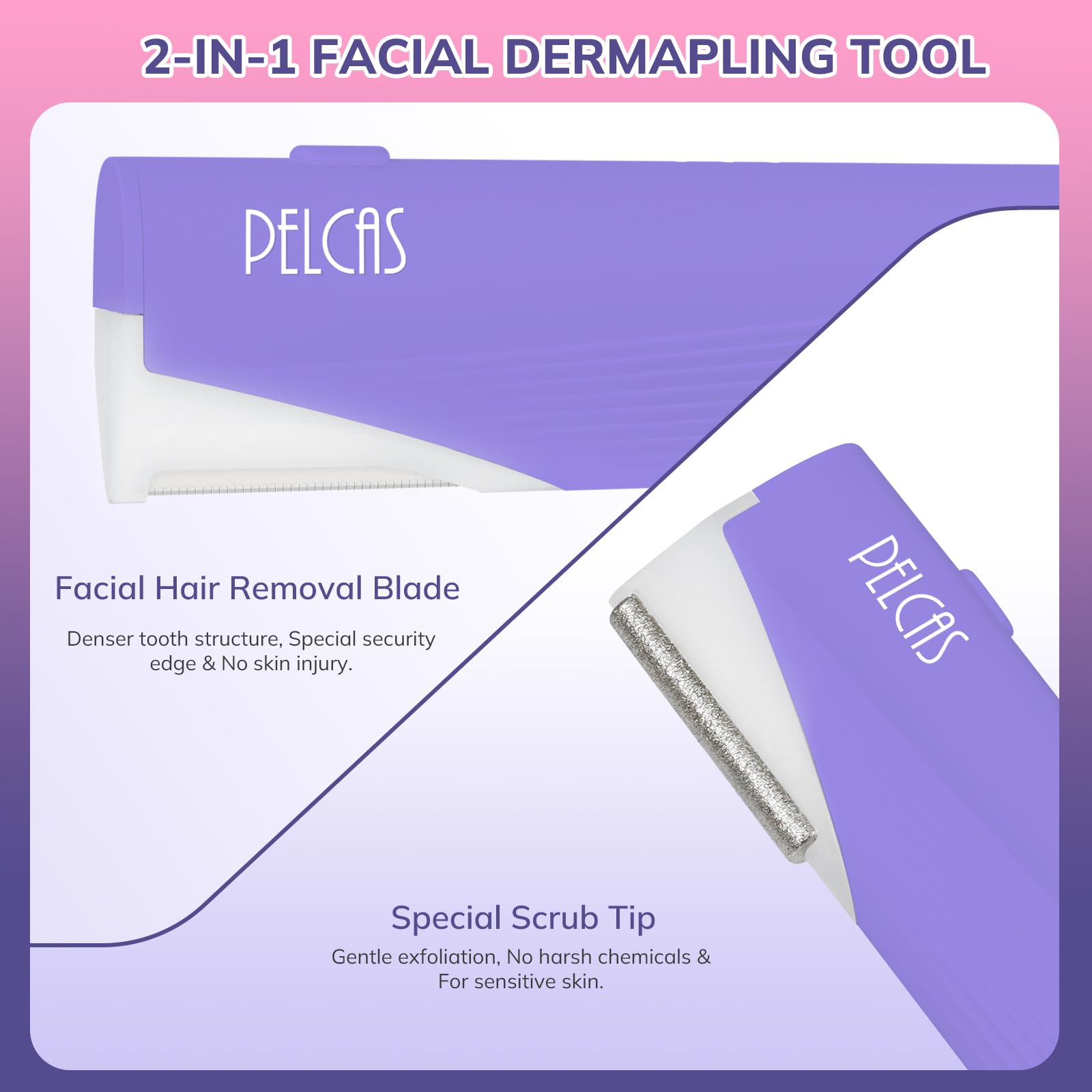 Pelcas Electric Dermaplaning Tool With Led Light, Mini Face Dermaplaning Razor, Painless 3 Speeds Facial Peach Fuzz, Exfoliation