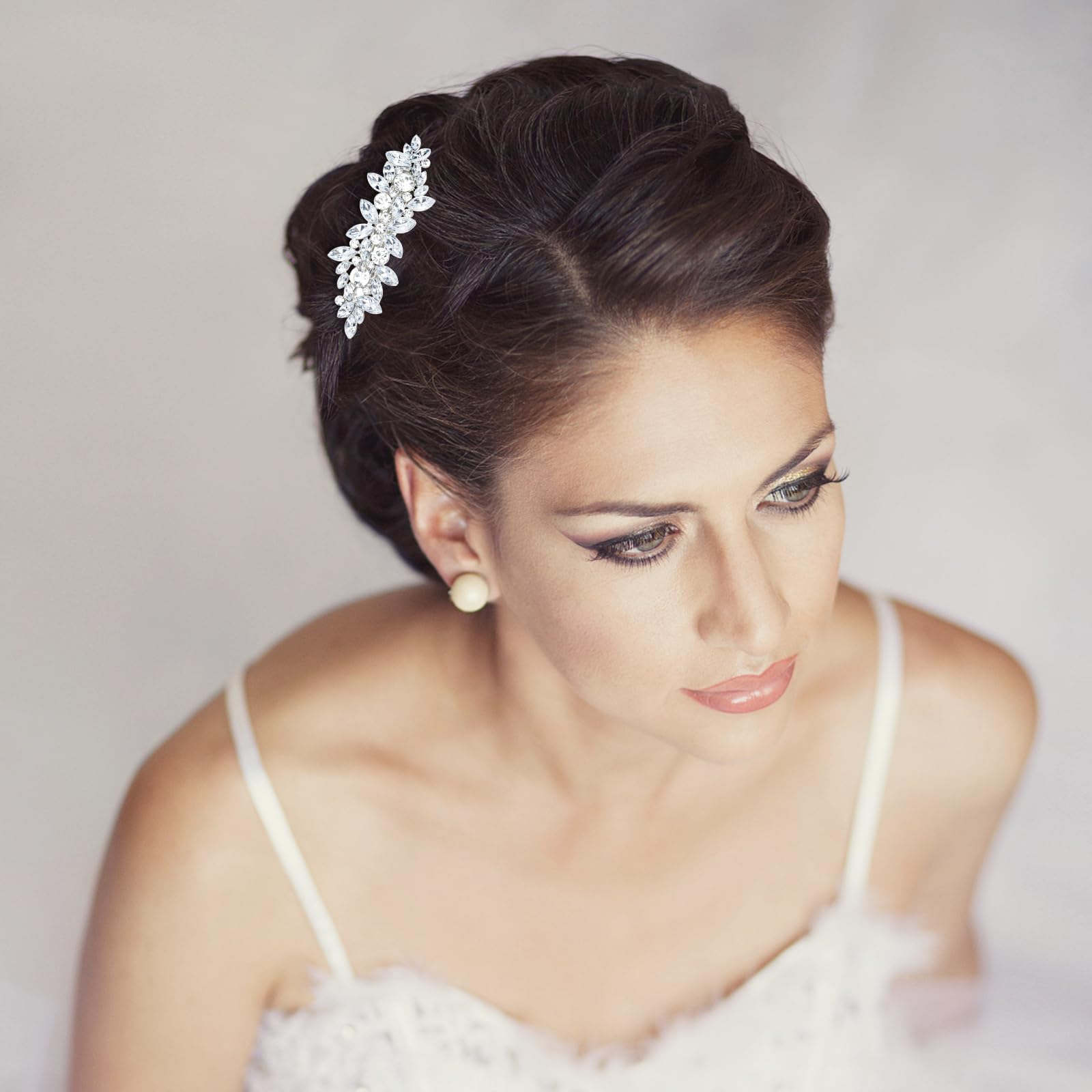 Whavel 4Pcs Silver Hair Clips Rhinestone Hair Clips Bride Rhinestone Barrettes Fancy Hair Clips Wedding Prom Formal Hair Accesso