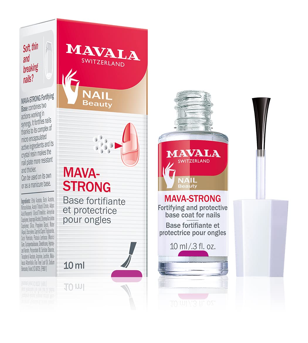 MAVALA Mava-Strong Fortifying Base Coat | Healthy Nails | Strengthens and Protects Damaged Nails | Reduces Micro-Flaking and Deh