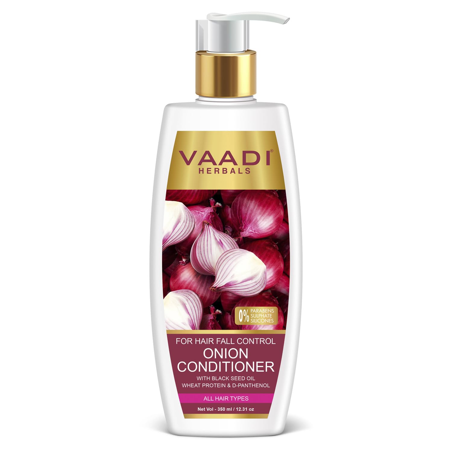 Vaadi Herbals Onion Hair Fall Conditioner | Softens Dry, Damaged, Frizzy Hair | With Onion Extract, Black Seed Oil, Wheat Protei