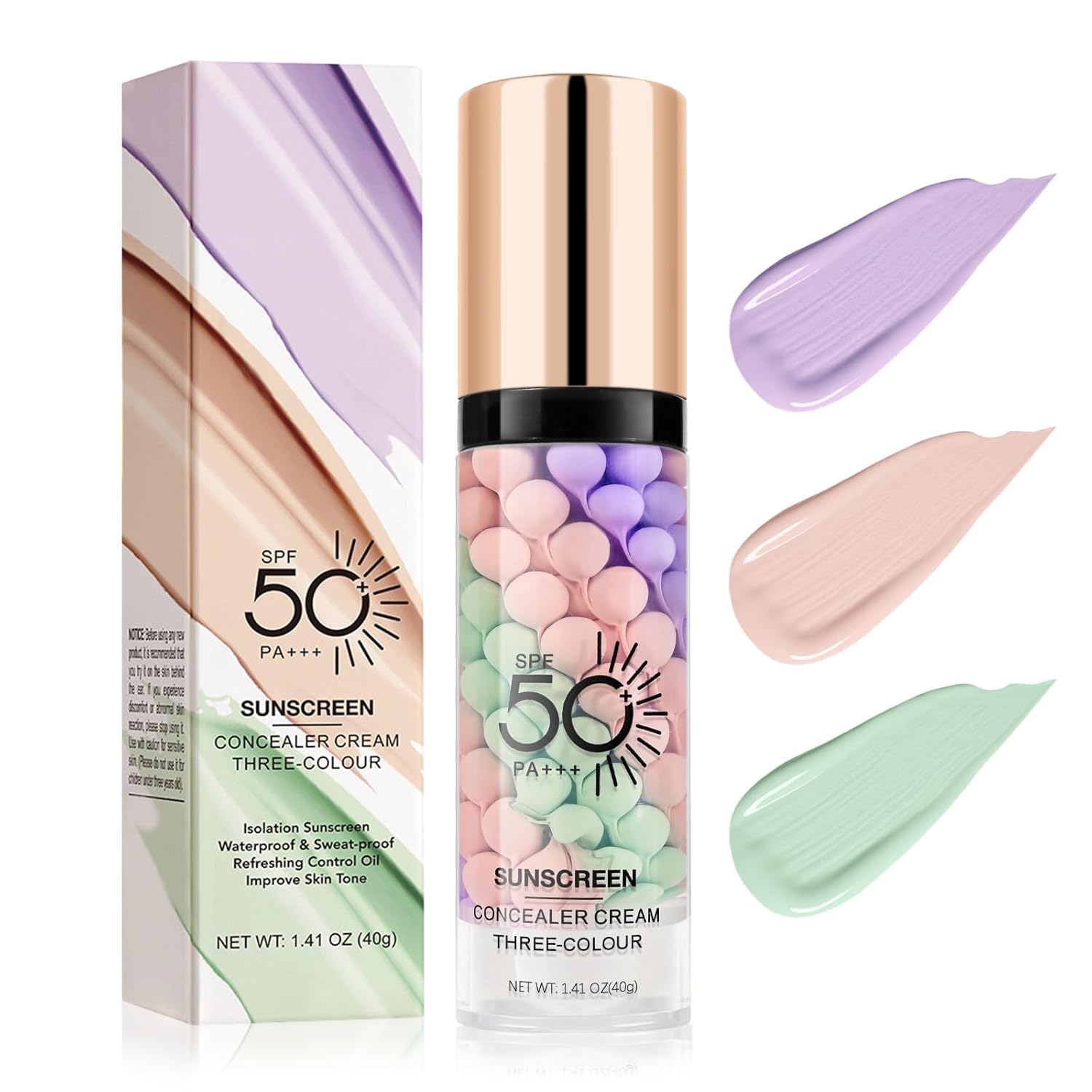 3 In 1 Moisturizing Makeup Primer, Color Correcting Facial Serum, One Step Brightening Primer to Even Skin Tone, Oil Control Ski