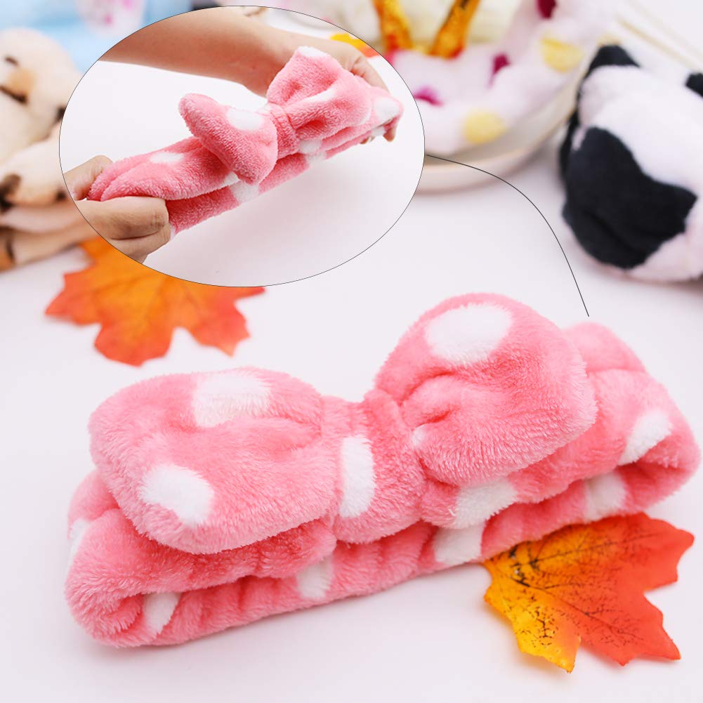 3 Otters Spa Headband, 8 Pack Spa Headband For Washing Face Bow Hair Band Fluffy Makeup Headbands, Soft Coral Fleece Head Wraps