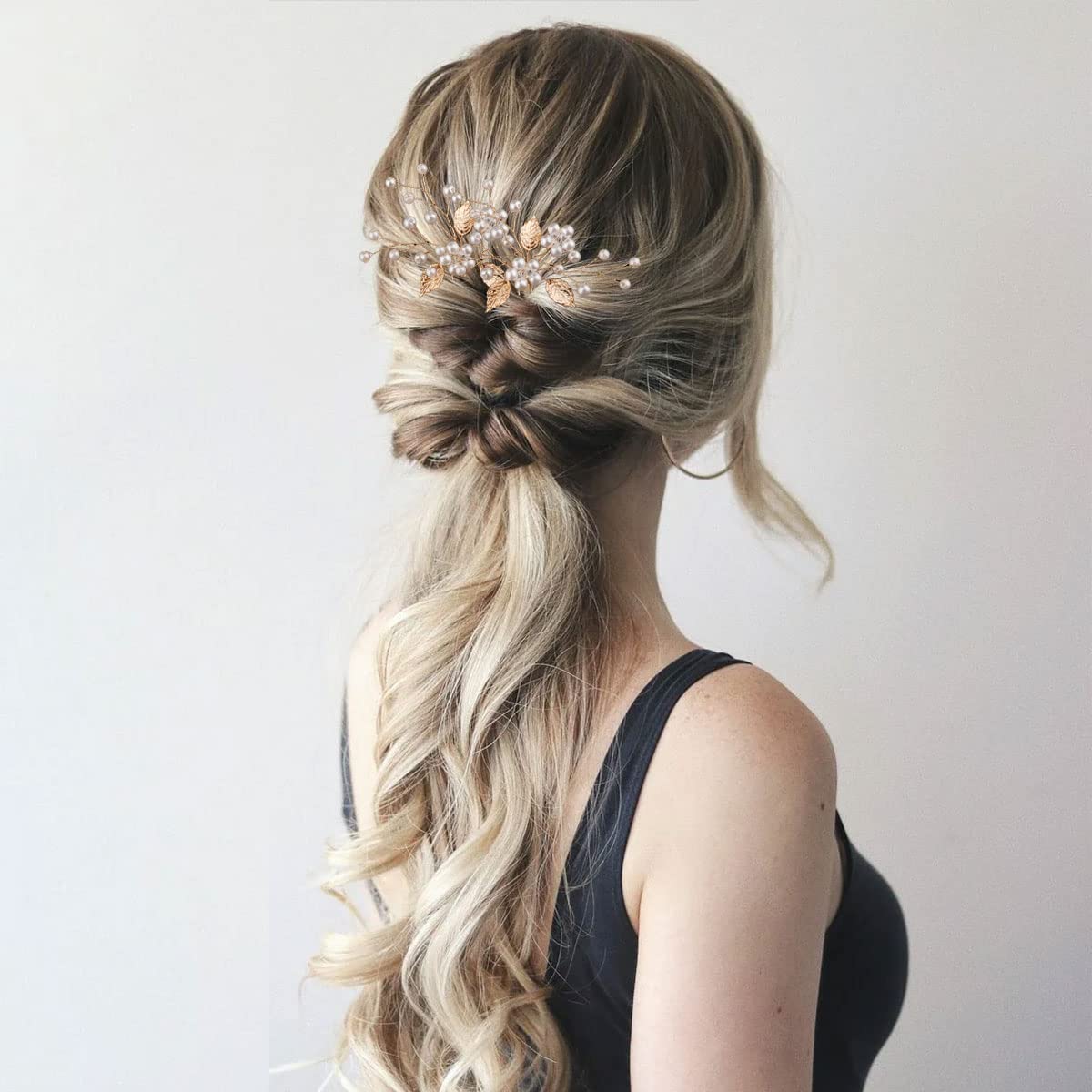 Boyivi 7 Pieces Wedding Hair Pins Gold Leaf, Elegant Flower Hair Accessories For Brides Bridesmaids Girls Pearl Alloy Material H