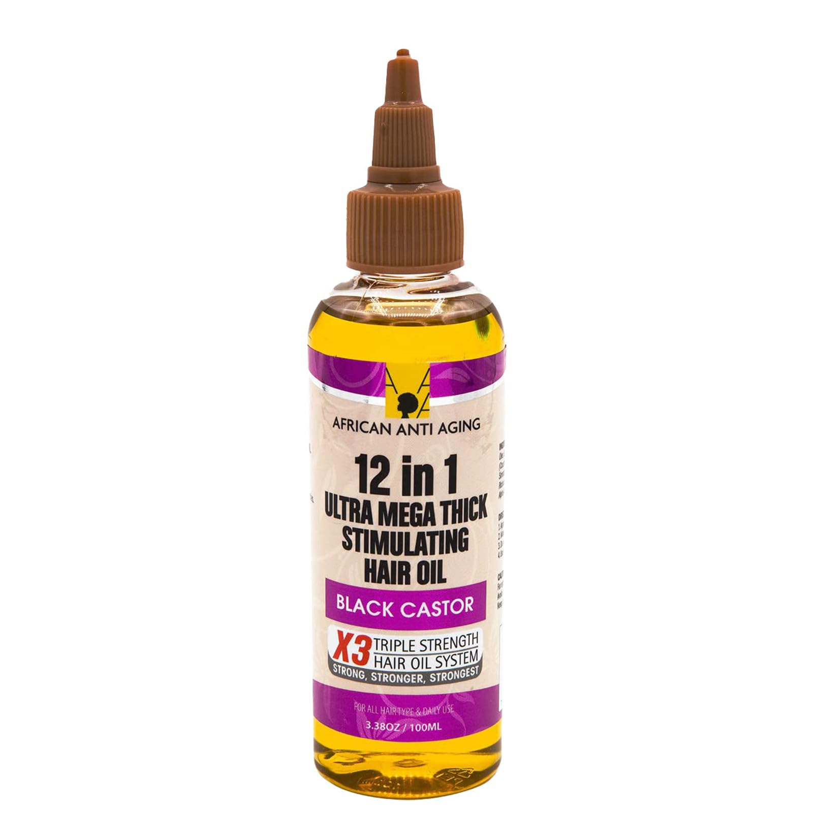 African Anti Aging 12 in 1 Ultra Mega Thick Stimulating Hair Oil Black Castor 3.38 oz (Pack of 2)