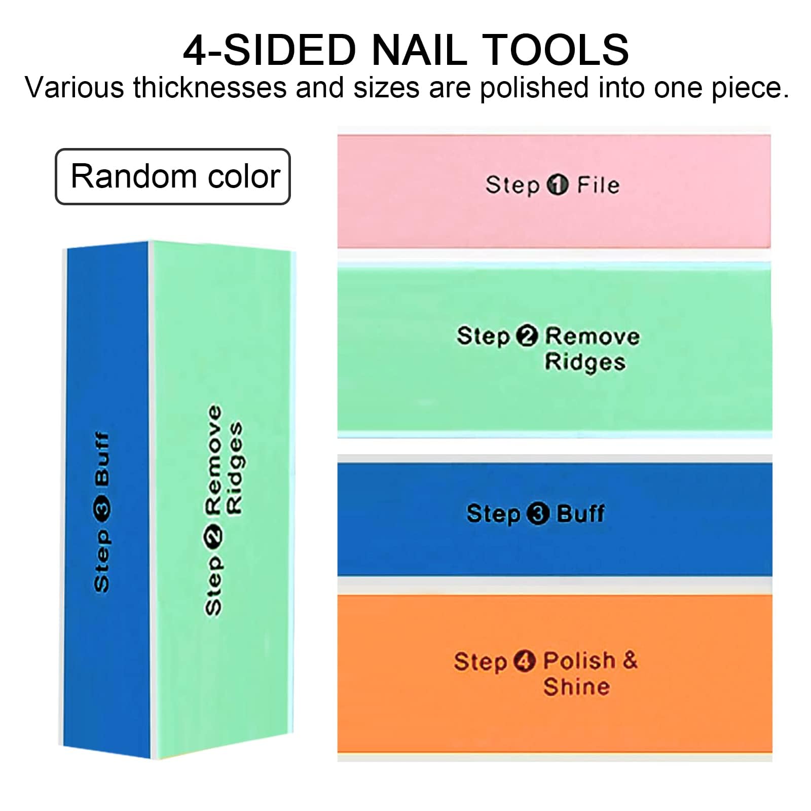 Soft 'N Style 4 Way Shiny Block / 4 Step Buffing Block Shine Nail Buffer 3 Pcs