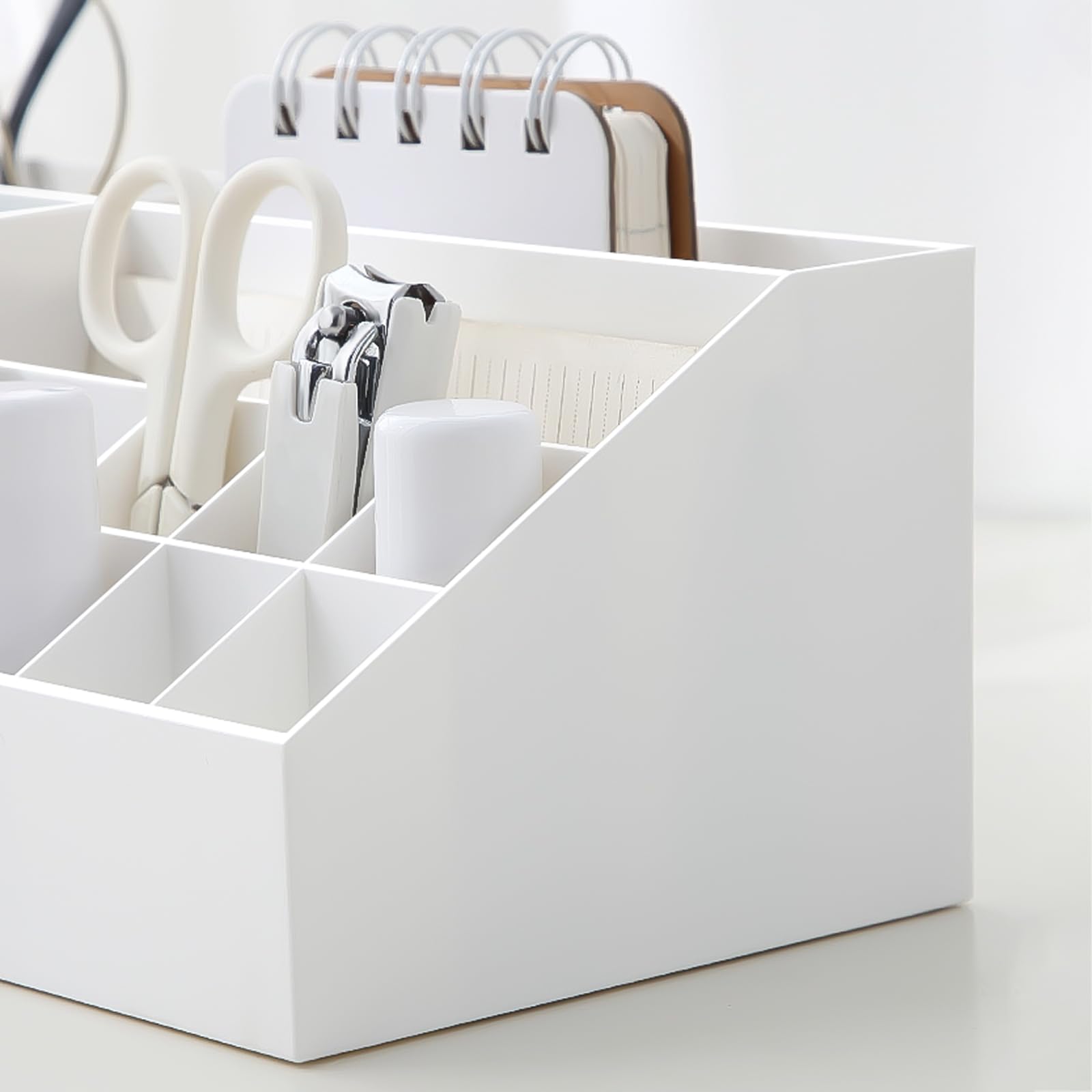 BREIS Multifunction Desk Organizer, Makeup Storage for Eyeshadows, Concealers, Powders, Nail Polish,9.65x 4.8x 3.67 (White)
