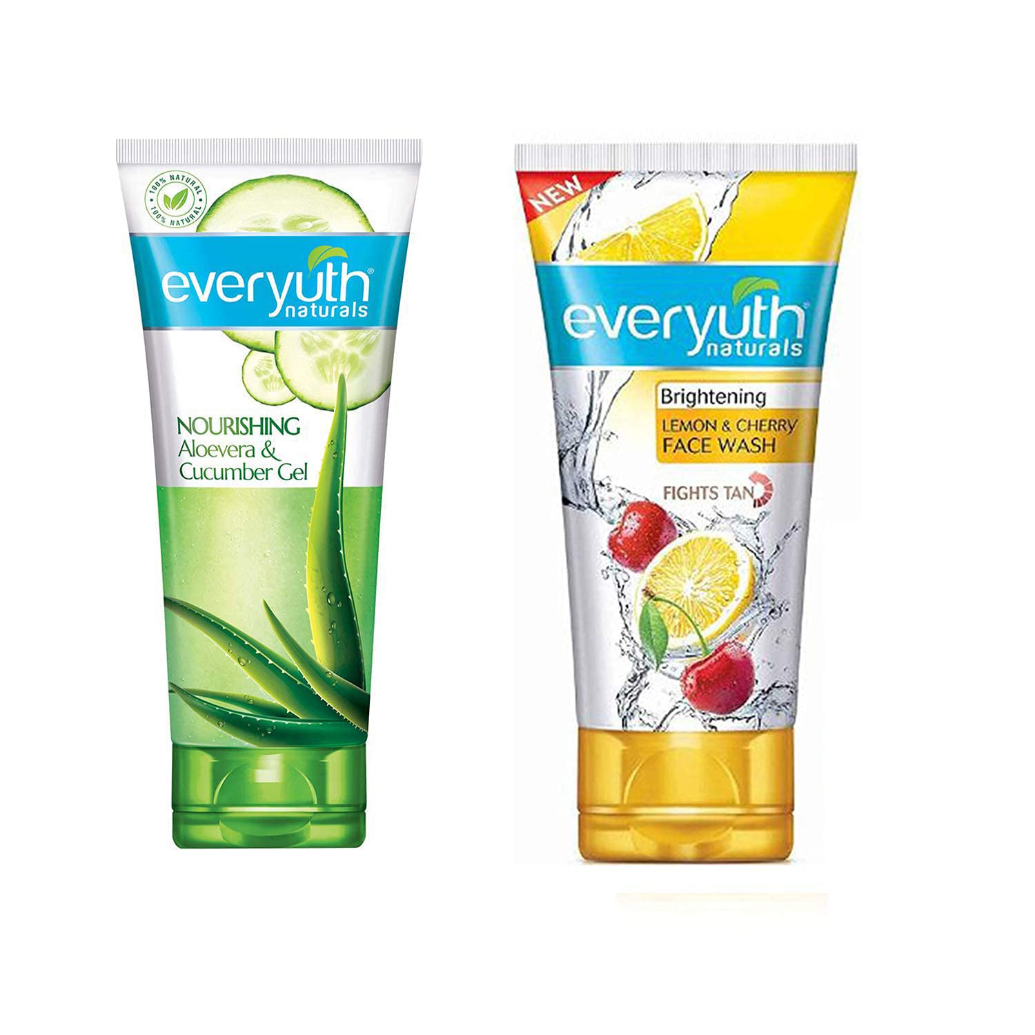 Everyuth Nourishing Aloe Vera & Cucumber Gel, 150Gm And Lemon &Cherry, Oil Clear Face Wash, 50Gm,